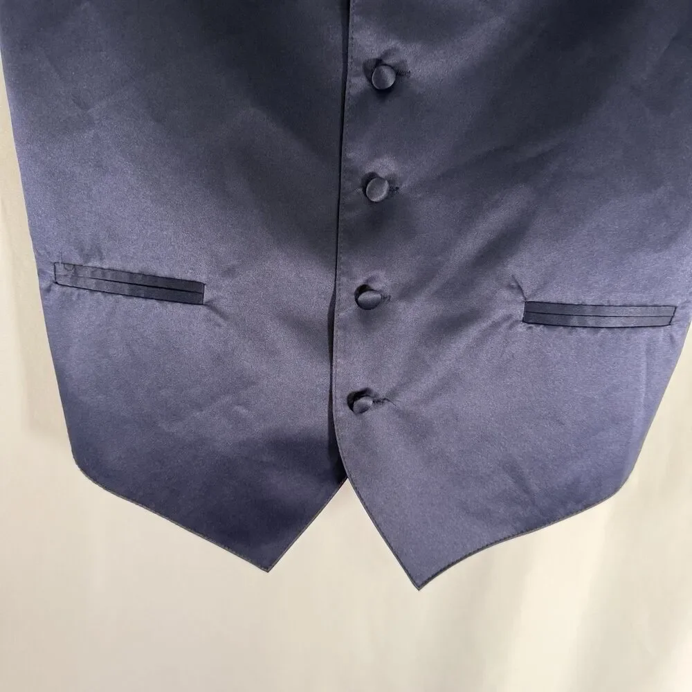 Vesuvio Napoli in Italy Suit Vest Men's Small Blue Black Button Up V-Neck